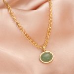 Buddha Stones Oval Turquoise Strength Titanium Steel Necklace Pendant Necklaces & Pendants BS 11