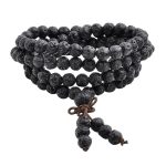 Buddha Stones Natural Lava Rock 108 Beads Protection Bracelet Mala Bracelet BS Lava Rock