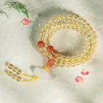 Buddha Stones 108 Mala Beads 925 Sterling Silver Natural Citrine Red Agate White Jade Prosperity Charm Bracelet Mala Bracelet BS White Jade Auspicious Cloud