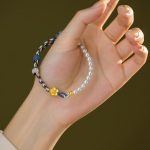 Buddha Stones 925 Sterling Silver Peach Blossom Pearl Chalcedony Healing Rope Bracelet 7
