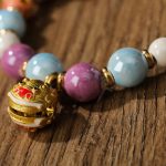 Buddha Stones Tibetan Zakiram Goddess of Wealth Rabbit Lion Head Charm Liuli Glass Incense Ash Porcelain Bead Protection Bracelet Bracelet BS 5