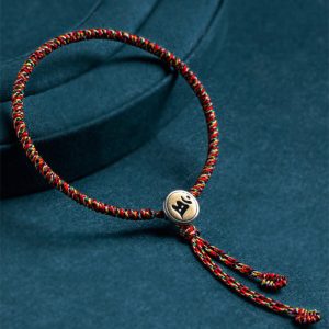 Buddha Stones Handmade 925 Sterling Silver Chinese Zodiac Natal Buddha Protection Colorful Rope Bracelet Bracelet BS Tassel Style 18cm Dog/Pig-Amitabha Buddha