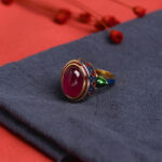 Buddha Stones 925 Sterling Silver Red Corundum Courage Ring Rings BS 1