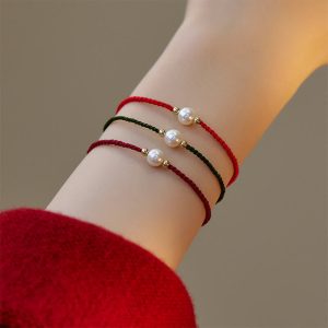 Buddha Stones Natural Pearl Bead Luck Braid String Bracelet Bracelet BS main