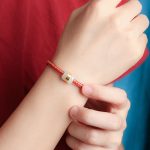 Buddha Stones 999 Gold Hetian White Jade Om Mani Padme Hum Fu Character Luck Braided Bracelet Bracelet BS 6