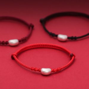 Buddha Stones 999 Sterling Silver Bean Design Luck Connection Handmade Braided Bracelet Bracelet BS main