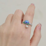 Buddha Stones Lotus Flower Pattern Enlightenment Ring Ring BS 11