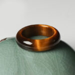 Buddha Stones Tiger Eye Stone Strength Protection Ring Ring BS 6