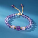 Buddha Stones Aquamarine Strawberry Quartz Amethyst Moonstone PiXiu Healing Bracelet Bracelet BS Amethyst (Inner Peace ♥ Healing)