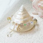 Buddha Stones Strawberry Quartz Rutilated Quartz Fluorite Flower Healing Bracelet Bracelet BS 19