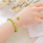 Buddha Stones Sun Stone Strawberry Quartz Crystal Positive Bracelet Bracelet BS Green Emperor Stone