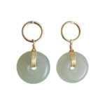 Buddha Stones Round Jade Peace Buckle Luck Drop Earrings Earrings BS 11