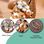 Buddha Stones 14K Gold Plated Tridacna Stone Flower Pearl Green Aventurine Bead Drop Earrings Earrings BS 4