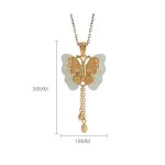 Buddha Stones 925 Sterling Silver Plated Gold Hetian White Jade Butterfly Blessing Necklace Pendant Necklaces & Pendants BS 7