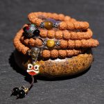 Tibet 108 Mala Beads Rudraksha Bodhi Seed Chinese Zodiac Natal Buddha Wealth Charm Bracelet Mala Bracelet BS 13