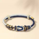 Buddha Stones Handmade Peach Blossom Knot Eight Thread Peace Knot Luck Protection Bracelet Bracelet BS Blue Gray(Wrist Circumference 15-19cm)