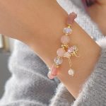 Buddha Stones Amethyst Green Aventurine Strawberry Quartz Positive Elephant Charm Bracelet 12