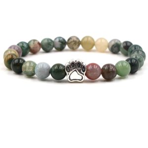 Indian Agate Green Agate Dog Paw Positive Calm Bracelet Bracelet BS Indian Agate (Cleansing ♥ Positive)