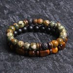 Buddha Stones 2PCS Healing Crystal Emperor Stone Tiger Eye Bead Bracelet Bracelet BS 8