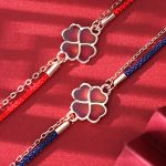 Buddha Stones 925 Sterling Silver Color-changing Four Leaf Clover Luck Protection Red String Bracelet Bracelet BS 11
