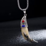 Buddha Stones Imitation Wolf Tooth Titanium Steel Balance Necklace Pendant Necklaces & Pendants BS Imitation Wolf Tooth