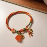Buddha Stones Persimmon Red Agate Strength Reincarnation Knot Braid String Bracelet Bracelet BS 12