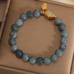 Buddha Stones Natural Jade Gourd Tulip Charm Luck Bracelet Bracelet BS 2