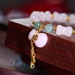 Buddha Stones Natural White Golden Silk Jade Bamboo Pattern Wealth Lucky Bag Fu Character Bracelet Bracelet BS 2