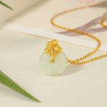 Buddha Stones 925 Sterling Silver Hetian Jade Ginkgo Leaves Prosperity Necklace Pendant Necklaces & Pendants BS 2