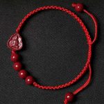 Buddhastoneshop Laughing Buddha Avalokitesvara Cinnabar Blessing String Bracelet