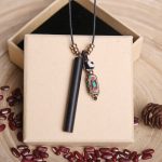 Buddha Stones Tibetan Ebony Wood Dzi Bead Peace Calm Necklace Pendant Necklaces & Pendants BS 5.5*0.6cm