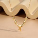 Buddha Stones Golden Bamboo Pattern Titanium Steel Wealth Necklace Pendant Necklaces & Pendants BS 1