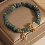 Buddha Stones Natural Jade Chinese Lock Charm Peace Luck Abundance Bracelet Bracelet BS 3