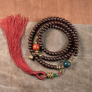 Buddha Stones 108 Mala Beads Natural Tibet Purple Bodhi Seed Auspiciousness Bracelet Mala Bracelet BS 8mm