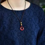 Buddha Stones One's Luck Improves Design Patern Natural Cinnabar Blessing Necklace Pendant Necklaces & Pendants BS 6