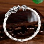 Buddha Stones 999 Sterling Silver Year of the Dragon Luck Strength Metal Cuff Bracelet Bangle Bracelet Bangle BS 3