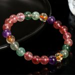 Buddha Stones Natural Multicolored Strawberry Quartz Love Healing Beaded Bracelet Bracelet BS 6