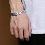 Buddha Stones 999 Sterling Silver Om Mani Padme Hum Lotus Wisdom Bracelet Bangle Bracelet Bangle BS 5