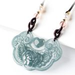Buddha Stones Natural Jade Peony Flower Lock of Good Wishes Prosperity Necklace Pendant Necklaces & Pendants BS 2