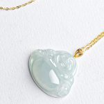 Laughing Buddha Natural Jade 18K Gold Abundance Necklace Pendant Necklaces & Pendants BS 5