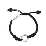 Buddha Stones 925 Sterling Silver Black Onyx Peace Buckle Protection Bracelet Bracelet BS 11
