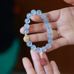 Buddha Stones Natural Aquamarine Red Agate Pearl Beads Healing Charm Bracelet Bracelet BS 1