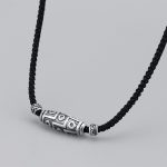 Buddha Stones 999 Sterling Silver Nine-Eye Dzi Bead Pattern Protection Rope Necklace Pendant Necklaces & Pendants BS 1