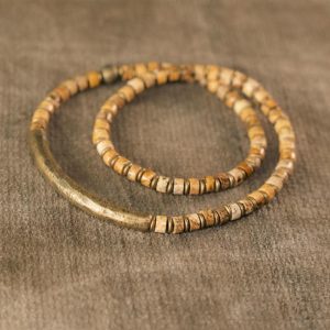 Buddha Stones Sodalite Picture Jasper Green Point Stone Harmony Wisdom Bracelet Bracelet BS Picture Jasper 18cm fit for Wrist Circumference 17-17.5cm