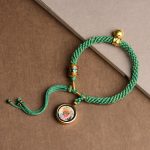 Buddha Stones Tibetan Five God Of Wealth Thangka Luck Prayer Wheel Bell Braid String Bracelet Bracelet BS Zakiram Goddess of Wealth(Wrist Circumference 14-19cm)