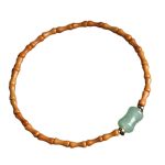 Buddha Stones Natural Olive Pit Green Aventurine Bamboo Pattern Luck Bracelet Bracelet BS 10