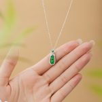 Buddha Stones 925 Sterling Silver Cyan Jade Pea Design Luck Healing Necklace Pendant Necklaces & Pendants BS 3