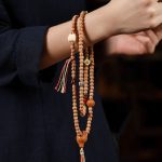 Buddha Stones 108 Beads Bodhi Seed Red Agate Deer Head Wisdom Mala Bracelet Mala Bracelet BS 8
