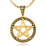 Buddha Stones Pentagram Titanium Steel Balance Necklace Pendant Necklaces & Pendants BS Gold