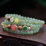 Buddha Stones Natural Hetian Jade Amber Lotus Red Agate Luck Abundance Bracelet Bracelet BS 1